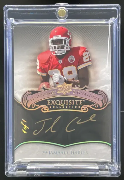 2008 Exquisite Collection Legendary Gold Ink Platinum Jamaal Charles RC Auto 1/1