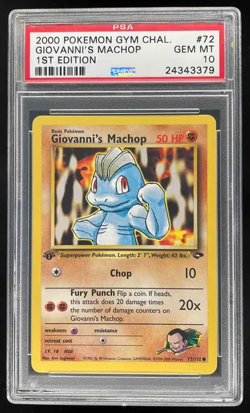 2000 Pokemon Gym Challenge 1st Edition #72/132 Giovanni's Machop PSA 10