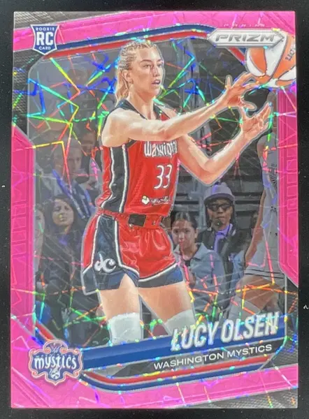 2025 Panini WNBA Prizm Pink Velocity Prizm #104 Lucy Olsen RC /79