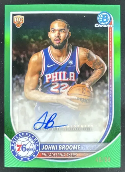 2025-26 Bowman Chrome Autograph Green Refractor #BCA-JO Johni Broome RC Auto /99