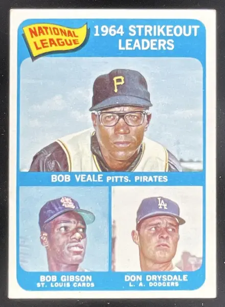 1965 Topps #12 1964 Strikeout Leaders Bob Veale Bob Gibson Don Drysdale