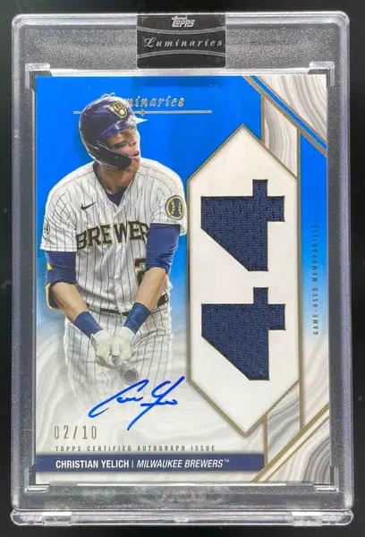 2022 Topps Luminaries Hit Kings Relics Blue #HKAR-CY Christian Yelich Auto /10