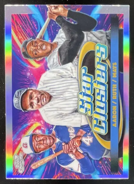 2025 Topps Cosmic Chrome Triple Star Clusters Babe Ruth Willie Mays Hank Aaron