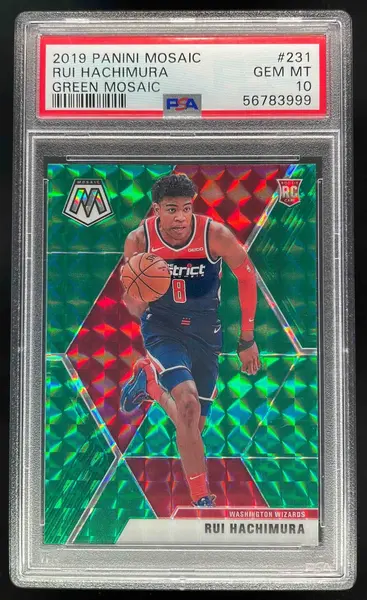2019-20 Panini Mosaic Green Mosaic #231 Rui Hachimura RC PSA 10