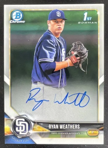 2018 Bowman Draft Chrome Pick Autographs #CDA-RW Ryan Weathers RC Auto