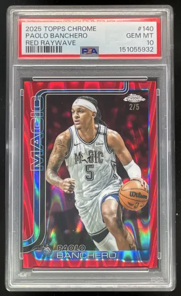 2025-26 Topps Chrome RayWave Red Refractor #140 Paolo Banchero /5 PSA 10