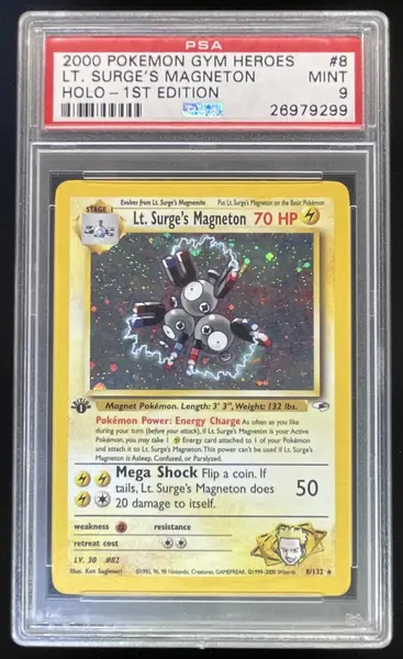 2000 Pokemon Gym Heroes 1st Edition #8/132 Lt. Surge's Magneton PSA 9