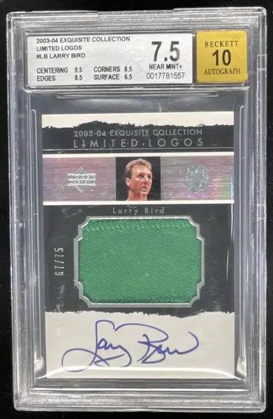 2003 Exquisite Collection Limited Logos #LL-LB Larry Bird Auto /75 BGS 7.5
