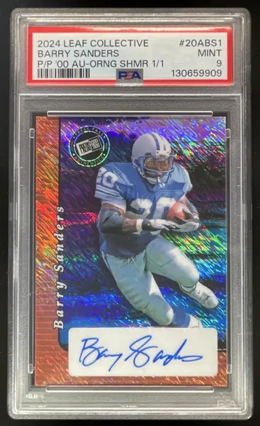 2024 Leaf Press Pass 2000 Auto Shimmer Orange #BS1 Barry Sanders Auto 1/1 PSA 9