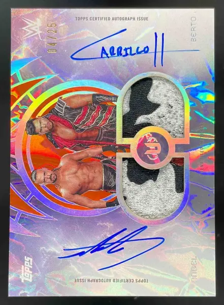 2025 Topps Universe WWE Tag Team Relic Orange Warp #TTA-AB Angel Berto Auto /25