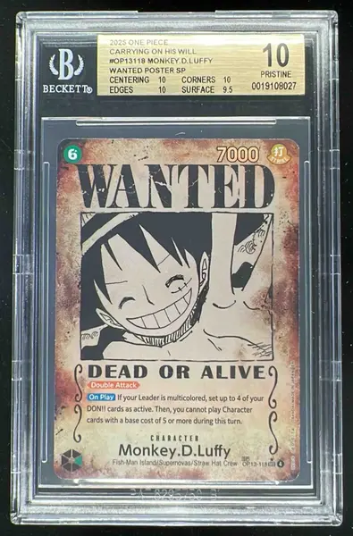 BGS10 手配書 モンキー・D・ルフィ WANTEDポスター ブラックラベル