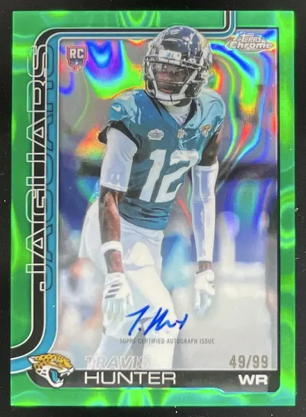 2025 Topps Chrome Football Green Lava Refractor Travis Hunter #RA-TRHU