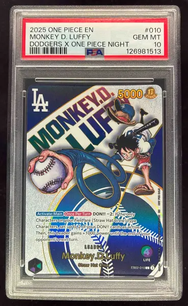 2025 One Piece Promo LA Dodgers One Piece Night Monkey D Luffy PSA 10