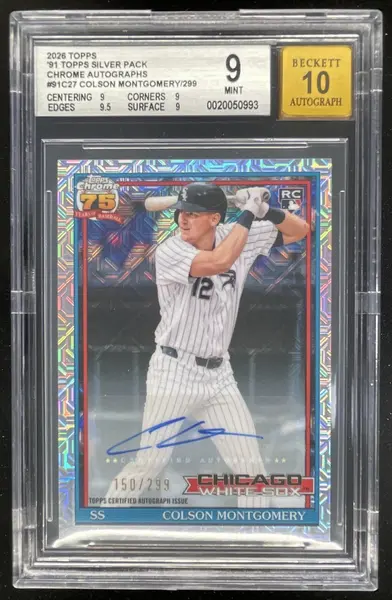 2026 Topps 1991 Chrome Silver Pack Mojo Colson Montgomery RC Auto /299 BGS 9