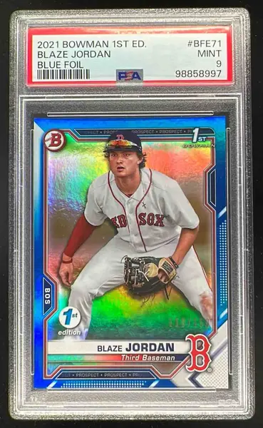 その他 JORDAN WALKER 2021 BOWMAN AUTO PSA9 RC 2021 Bowman 1st Edition Blue #BFE-71 Blaze Jordan RC /150 PSA 9 on
