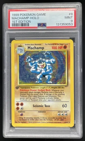 machamp 1st edition pokemon card value - (8/102) - Base Set [FFF] Beatdown (50) If the Defending Pokemon is a Dark or Evil Pokemon 1999 First Edition Machamp Holographic