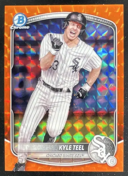 2025 Bowman Chrome Prospects Orange Geometric Refractor #BCP-118 Kyle Teel /25