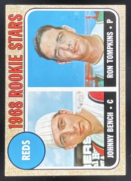 1968 Topps #247a Reds 1968 Rookie Stars Johnny Bench Ron Tompkins RC Trimmed