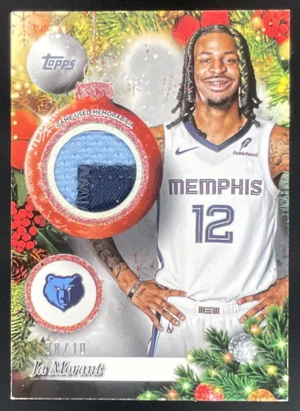 2025-26 Topps Holiday Player Relics Red Glitter Holiday #PR-JM Ja Morant /10