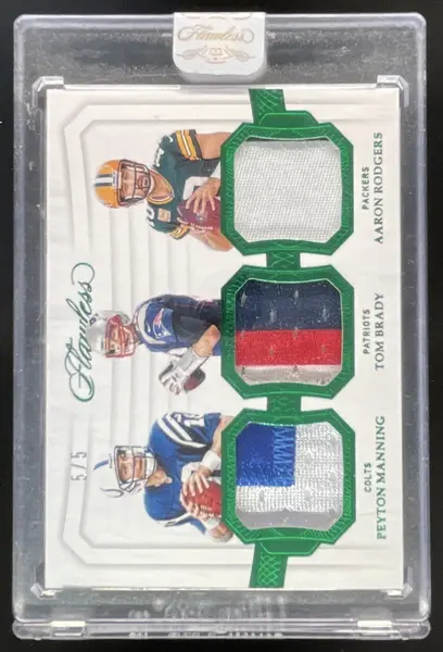 2020 Flawless Triple Patches Emerald Aaron Rodgers Peyton Manning Tom Brady /5
