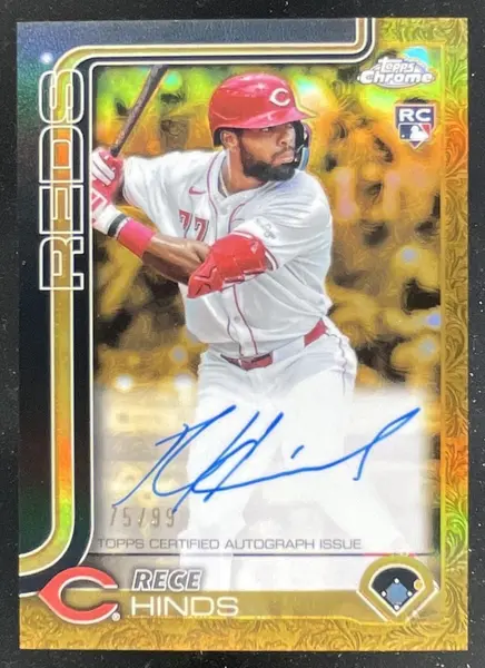 2025 Topps Gilded Collection Chrome Gold #CGA-RHI Rece Hinds RC Auto /99