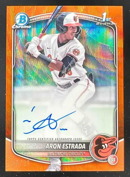 2025 Bowman Chrome Autographs Orange Wave #CPA-AES Aron Estrada RC Auto /25