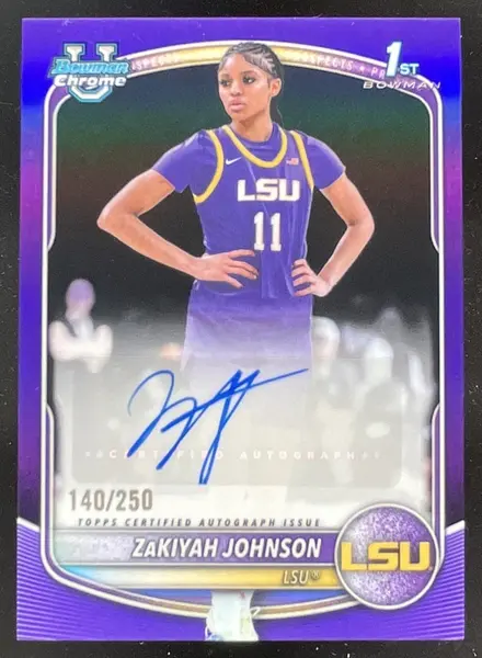 2025-26 Bowman Chrome Purple #CPA-ZJ ZaKiyah Johnson RC Auto /250