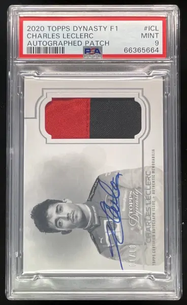 2020 Topps Dynasty Formula 1 Dynasty Patch #ICL Charles Leclerc Auto /10 PSA 9