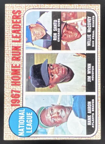 1968 Topps #5 1967 Home Run Leaders Hank Aaron Jim Wynn Ron Santo Willie McCovey
