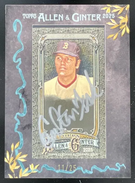 2025 Topps Allen & Ginter Framed Mini Black Frame Carlton Fisk Auto /25