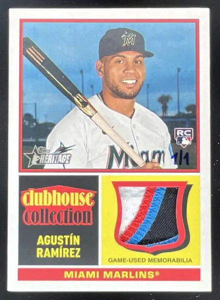 2025 Topps Heritage High Number Clubhouse Relics Patch #AR Agustin Ramirez 1/1