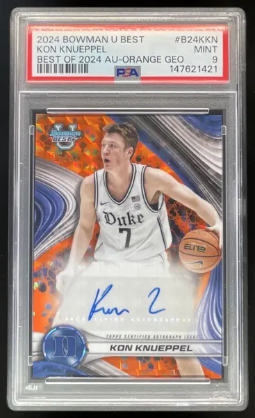2024 Bowman's Best Best of 2024 Orange Geometric Kon Knueppel Auto /25 PSA 9