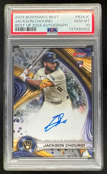 2024 Bowman's Best of 2024 Autographs #B24-JC Jackson Chourio RC Auto PSA 10
