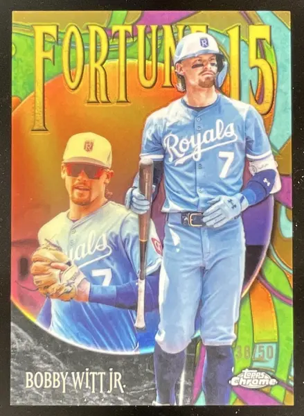 2025 Topps Chrome Update Fortune 15 Gold Refractor #F15-2 Bobby Witt Jr. /50
