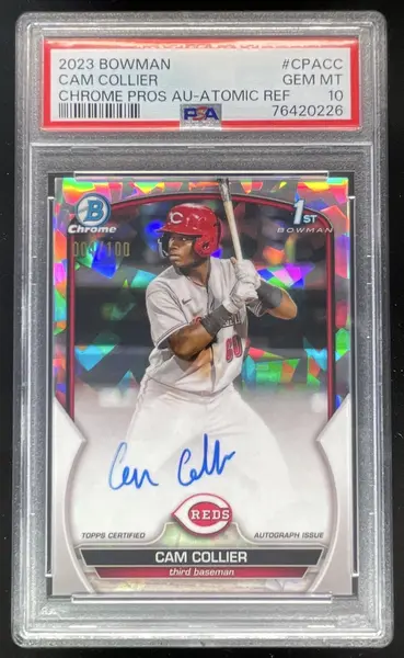 2023 Bowman Chrome Prospect Atomic #CPA-CC Cam Collier RC Auto /100 PSA 10