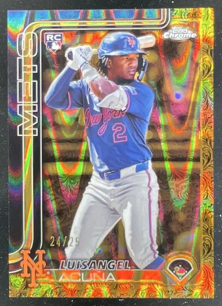 2025 Topps Gilded Collection Chrome Gold Gold RayWave Luisangel Acuna RC /25