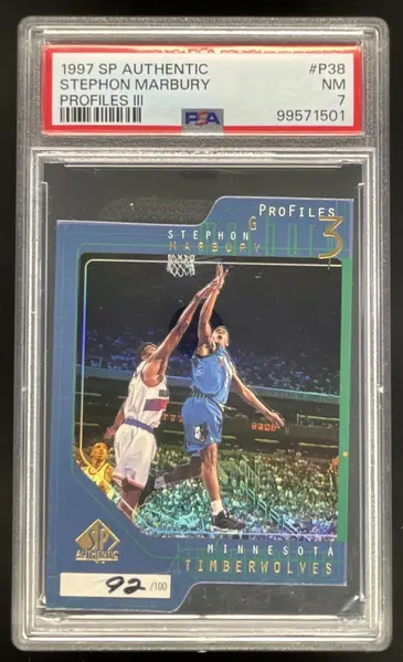 1997-98 SP Authentic ProFiles Level 3 #P38 Stephon Marbury /100 PSA 7
