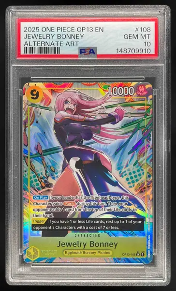 2025 One Piece OP13 EN #108 Jewelry Bonney Alternate Art PSA 10