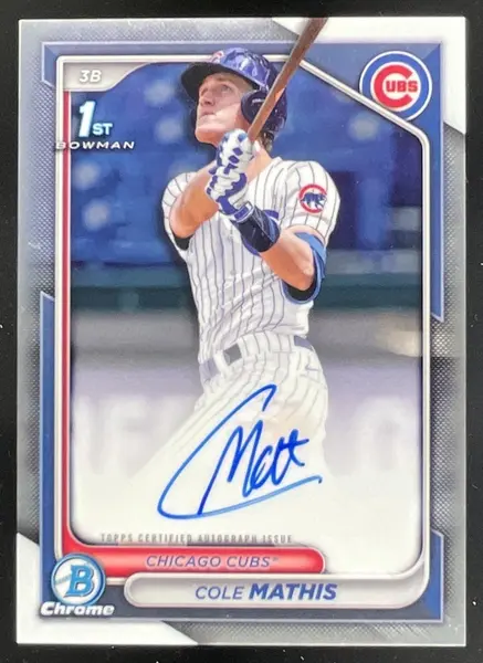 2024 Bowman Draft Chrome Prospect Autographs #CPA-CMS Cole Mathis RC Auto