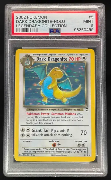 2002 Pokemon Legendary Collection #5/110 Dark Dragonite Holo PSA 9