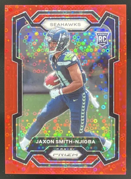 2023 Panini Prizm No Huddle Red Prizm #390 Jaxon Smith-Njigba RC /70