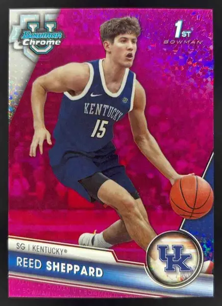 2023-24 Bowman University Chrome Fuchsia Mini Diamond #45 Reed Sheppard /150