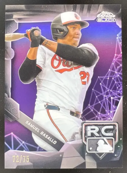 2026 Topps Chrome Black Rookie Design Variation Purple #41 Samuel Basallo RC /75