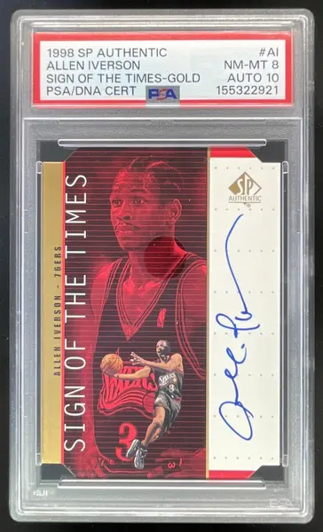 1998-99 SP Authentic Sign of the Times Gold #AI Allen Iverson Auto PSA 8