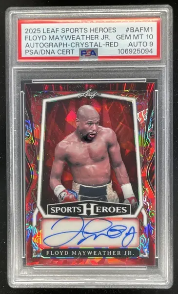 2025 Leaf Metal Sports Heroes Crystal Red Floyd Mayweather Jr. Auto /3 PSA 10