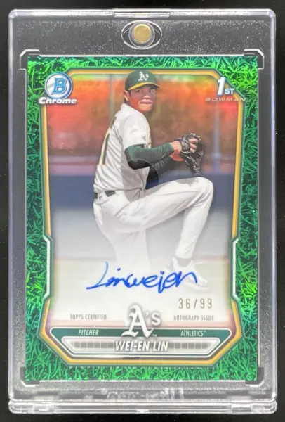 2026 Bowman Chrome Prospect Green Grass Refractor #CPA-WL Wei-En Lin RC Auto /99