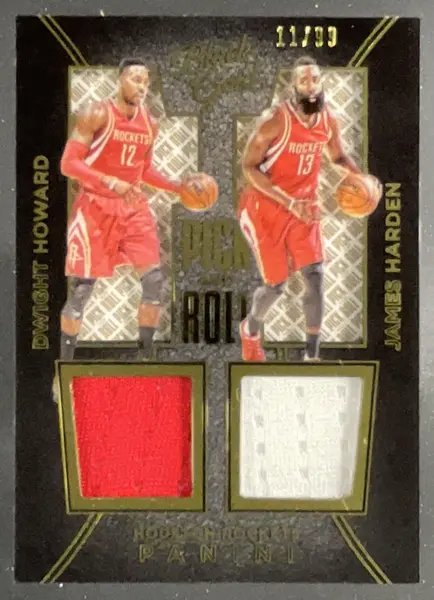 2015-16 Panini Black Gold Pick and Roll Relics #7 Dwight Howard James Harden /99