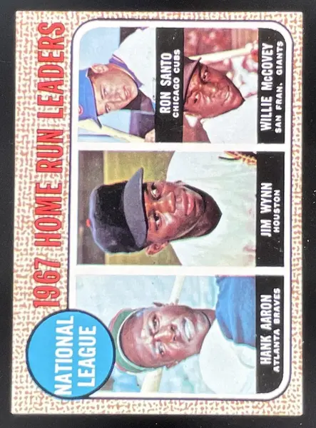 1968 Topps #5 1967 Home Run Leaders Hank Aaron Jim Wynn Ron Santo Willie McCovey