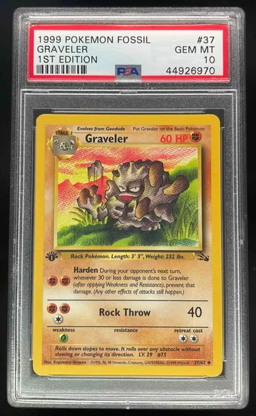 1999 Pokemon Fossil 1st Edition #37/62 Graveler PSA 10