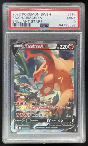 2022 Pokemon Sword & Shield Brilliant Stars #154/172 Charizard V PSA 9